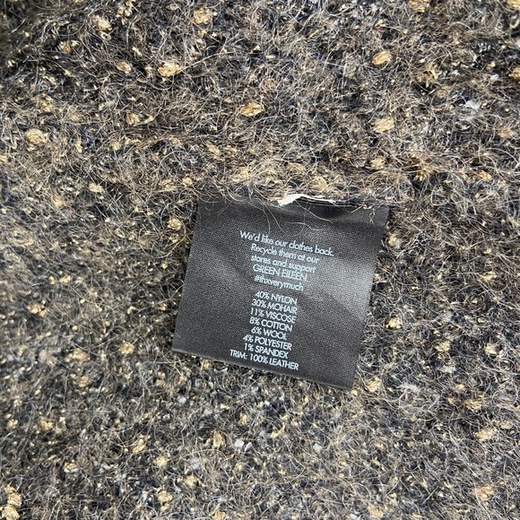 EILEEN FISHER *FLAWED* Black Gold Metallic Mohair Wool Blend Open Cardigan Small - Picture 6 of 7